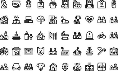 Düzenlenebilir Vuruşlu Aile Simgeleri Yüksek Kalite Vektör Simgeleri Koleksiyonu. Profesyonel ve Yaratıcı Projeler için ideal.