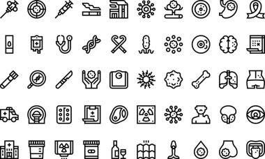 Onkoloji simgeleri: Düzenlenebilir Vuruşlu Yüksek Kalite Vektör Simgeleri Koleksiyonu. Profesyonel ve Yaratıcı Projeler için ideal.