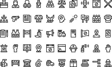 Düzenlenebilir Vuruşlu Yüksek Kalite Vektör Simgeleri Koleksiyonunu protesto simgeleri. Profesyonel ve Yaratıcı Projeler için ideal.