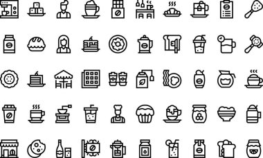 Kafe simgeleri Yüksek Kalite Vektör Simgeleri Düzenlenebilir Darbe Koleksiyonu. Profesyonel ve Yaratıcı Projeler için ideal.