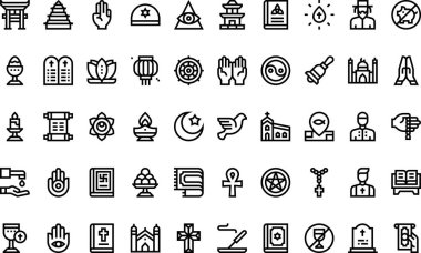 Din simgeleri Yüksek Kaliteli Vektör Simgeleri Koleksiyonu ve Düzenlenebilir Vuruşlar. Profesyonel ve Yaratıcı Projeler için ideal.