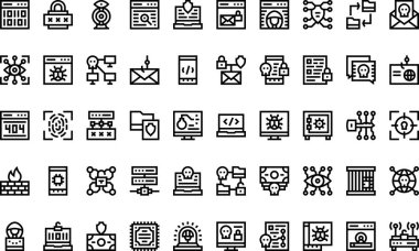 Hacker, Düzenlenebilir Vuruşla Yüksek Kaliteli Vektör Simgeleri Koleksiyonunu simgeler. Profesyonel ve Yaratıcı Projeler için ideal.