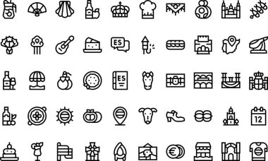 İspanya Yüksek Kaliteli Vektör Simgeleri Koleksiyonu Düzenlenebilir Vuruşla simgeleri. Profesyonel ve Yaratıcı Projeler için ideal.