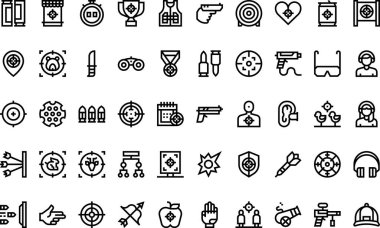 Düzenlenebilir Vuruşlu Yüksek Kaliteli Vektör Simgeleri Koleksiyonu. Profesyonel ve Yaratıcı Projeler için ideal.