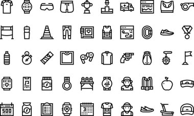 Düzenlenebilir Vuruşla Yüksek Kalite Vektör Simgeleri Koleksiyonu çalıştırılıyor. Profesyonel ve Yaratıcı Projeler için ideal.