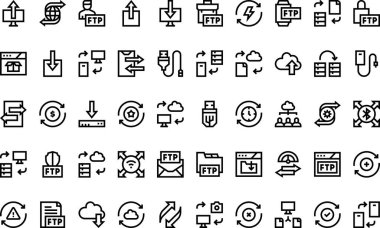 Düzenlenebilir Vuruşlu Veri Aktarım Simgeleri Yüksek Kalite Vektör Simgeleri Koleksiyonu. Profesyonel ve Yaratıcı Projeler için ideal.