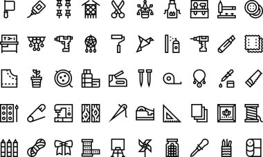 Diy ve Hünerleri Düzenlenebilir Vuruşla Yüksek Kaliteli Vektör Simgeleri Koleksiyonu. Profesyonel ve Yaratıcı Projeler için ideal.
