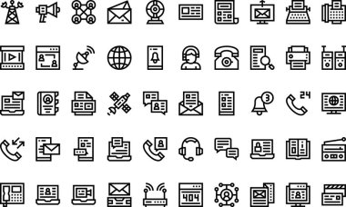 Düzenlenebilir Vuruşla Bağlantı ve İletişim Simgeleri Yüksek Kaliteli Vektör Simgeleri Koleksiyonu. Profesyonel ve Yaratıcı Projeler için ideal.