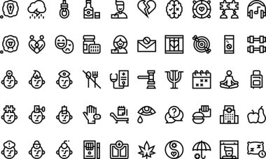 Anksiyete ve depresyon ikonları Yüksek Kalite Vektör Simgeleri Koleksiyonu ve Düzenlenebilir Vuruşlar. Profesyonel ve Yaratıcı Projeler için ideal.