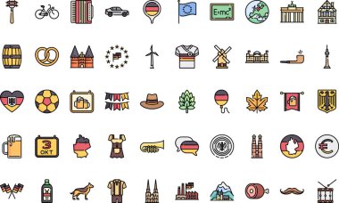 Almanya, Düzenlenebilir Vuruşla Yüksek Kalite Vektör Simgeleri Koleksiyonunu simgeledi. Profesyonel ve Yaratıcı Projeler için ideal.