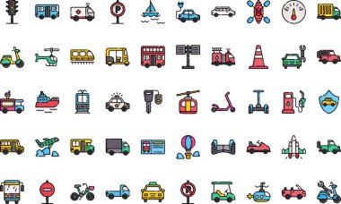 Düzenlenebilir Vuruşlu Yüksek Kalite Vektör Simgeleri Koleksiyonu taşıma simgeleri. Profesyonel ve Yaratıcı Projeler için ideal.