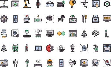Düzenlenebilir Vuruşlu Yapay Zeka Simgeleri Yüksek Kaliteli Vektör Simgeleri Koleksiyonu. Profesyonel ve Yaratıcı Projeler için ideal.