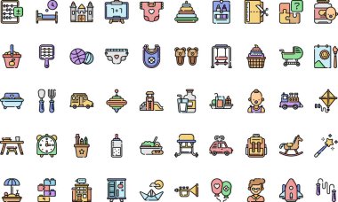 Düzenlenebilir Vuruşlu Anaokulu Simgeleri Yüksek Kaliteli Vektör Simgeleri Koleksiyonu. Profesyonel ve Yaratıcı Projeler için ideal.