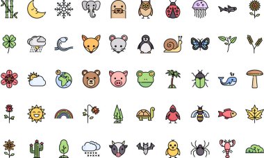 Doğa simgeleri Yüksek Kaliteli Vektör Simgeleri Koleksiyonu Düzenlenebilir Vuruşlu. Profesyonel ve Yaratıcı Projeler için ideal.