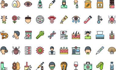 Alerji simgeleri: Düzenlenebilir Vuruşlu Yüksek Kalite Vektör Simgeleri Koleksiyonu. Profesyonel ve Yaratıcı Projeler için ideal.