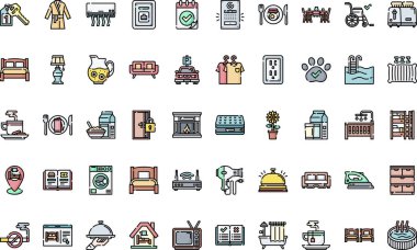 Düzenlenebilir Vuruşlu Yatak ve Kahvaltı Simgeleri Yüksek Kalite Vektör Simgeleri Koleksiyonu. Profesyonel ve Yaratıcı Projeler için ideal.