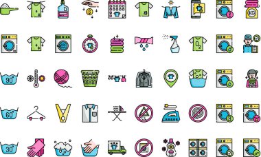 Düzenlenebilir Vuruşlu Çamaşır Simgeleri Yüksek Kalite Vektör Simgeleri Koleksiyonu. Profesyonel ve Yaratıcı Projeler için ideal.