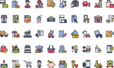 Düzenlenebilir Vuruşlu Yüksek Kalite Vektör Simgeleri Koleksiyonunu Perakende Simgeleri. Profesyonel ve Yaratıcı Projeler için ideal.