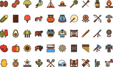 Düzenlenebilir Vuruşlu Amerikan Yerli Simgeleri Yüksek Kaliteli Vektör Simgeleri Koleksiyonu. Profesyonel ve Yaratıcı Projeler için ideal.