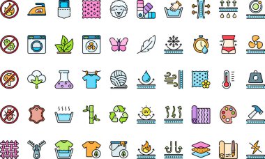 Kumaş, Düzenlenebilir Vuruşlu Yüksek Kalite Vektör Simgeleri Koleksiyonuna sahiptir. Profesyonel ve Yaratıcı Projeler için ideal.