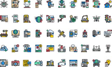 Yüksek Kaliteli Vektör Simgesi Koleksiyonu ve Düzenlenebilir Vuruşlu Teknoloji simgeleri. Profesyonel ve Yaratıcı Projeler için ideal.