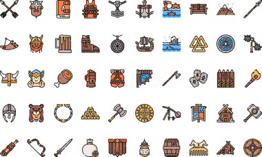 Viking simgeleri Yüksek Kalite Vektör Simgeleri Düzenlenebilir Vuruşlar Koleksiyonu. Profesyonel ve Yaratıcı Projeler için ideal.