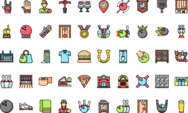 Bowling ikonları Yüksek Kaliteli Vektör Simgeleri Koleksiyonu Düzenlenebilir Vuruşlu. Profesyonel ve Yaratıcı Projeler için ideal.