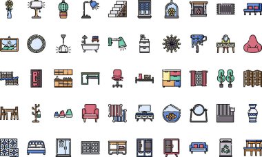 Düzenlenebilir Vuruşlu Ev dekorasyonu simgeleri Yüksek Kaliteli Vektör Simgeleri Koleksiyonu. Profesyonel ve Yaratıcı Projeler için ideal.