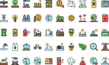 Ekoloji simgeleri: Düzenlenebilir Vuruşlu Yüksek Kalite Vektör Simgeleri Koleksiyonu. Profesyonel ve Yaratıcı Projeler için ideal.