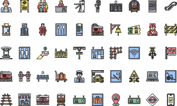 Tren istasyonu simgeleri Düzenlenebilir Vuruşlu Yüksek Kaliteli Vektör Simgeleri Koleksiyonu. Profesyonel ve Yaratıcı Projeler için ideal.