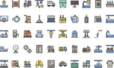 Düzenlenebilir Vuruşla Yüksek Kalite Vektör Simgeleri Koleksiyonu Üretiliyor. Profesyonel ve Yaratıcı Projeler için ideal.