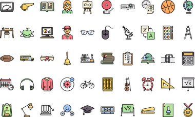 Lise simgeleri Yüksek Kalite Vektör Simgeleri Düzenlenebilir Vuruşlar Koleksiyonu. Profesyonel ve Yaratıcı Projeler için ideal.