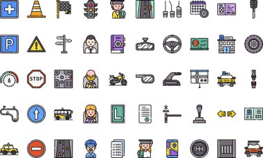 Düzenlenebilir Vuruşlu Yüksek Kalite Vektör Simgeleri Koleksiyonu Sürücü simgeleri. Profesyonel ve Yaratıcı Projeler için ideal.