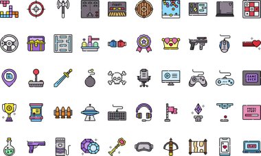 Oyun simgeleri Yüksek Kaliteli Vektör Simgeleri Koleksiyonu Düzenlenebilir Vuruşlu. Profesyonel ve Yaratıcı Projeler için ideal.