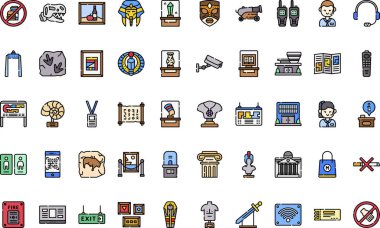 Müze simgeleri: Düzenlenebilir Vuruşlu Yüksek Kalite Vektör Simgeleri Koleksiyonu. Profesyonel ve Yaratıcı Projeler için ideal.