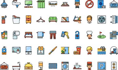 Otel simgeleri: Düzenlenebilir Vuruşlu Yüksek Kalite Vektör Simgeleri Koleksiyonu. Profesyonel ve Yaratıcı Projeler için ideal.