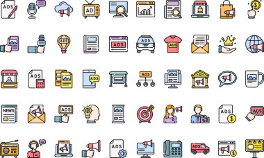 Reklam simgeleri Düzenlenebilir Vuruşlu Yüksek Kaliteli Vektör Simgeleri Koleksiyonu. Profesyonel ve Yaratıcı Projeler için ideal.