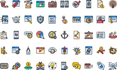 Düzenlenebilir Vuruşlu Yüksek Kalite Vektör Simgeleri Koleksiyonu pazarlama ve seo simgeleri. Profesyonel ve Yaratıcı Projeler için ideal.