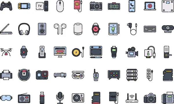 Elektronik aygıtlar Yüksek Kaliteli Vektör Simgeleri Koleksiyonu ve Düzenlenebilir Darbe. Profesyonel ve Yaratıcı Projeler için ideal.