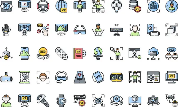 Sanal gerçeklik simgeleri Yüksek Kaliteli Vektör Simgeleri Koleksiyonu ve Düzenlenebilir Vuruşlar. Profesyonel ve Yaratıcı Projeler için ideal.