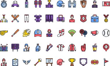 Düzenlenebilir Vuruşlu Beyzbol ikonları Yüksek Kalite Vektör Simgeleri Koleksiyonu. Profesyonel ve Yaratıcı Projeler için ideal.