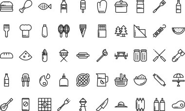 Düzenlenebilir Vuruşlu Piknik ve bbq simgeleri Yüksek Kaliteli Vektör Simgeleri Koleksiyonu. Profesyonel ve Yaratıcı Projeler için ideal