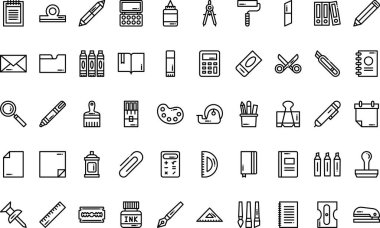 Kırtasiye simgeleri Düzenlenebilir Vuruşlu Yüksek Kalite Vektör Simgeleri Koleksiyonu. Profesyonel ve Yaratıcı Projeler için ideal