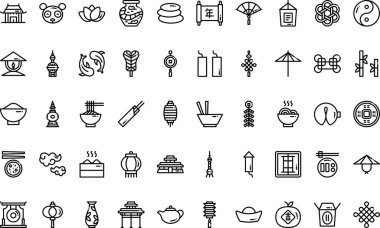 Çin, Düzenlenebilir Vuruşlarla Yüksek Kalite Vektör Simgeleri Koleksiyonunu simgeliyor. Profesyonel ve Yaratıcı Projeler için ideal