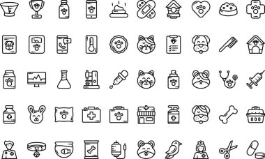 Düzenlenebilir Vuruşlu Veteriner Simgeleri Yüksek Kaliteli Vektör Simgeleri Koleksiyonu. Profesyonel ve Yaratıcı Projeler için ideal