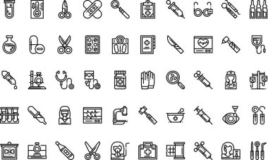 Tıbbi araçlar Yüksek Kaliteli Vektör Simgeleri Koleksiyonu ve Düzenlenebilir Vuruş simgelerini simgeler. Profesyonel ve Yaratıcı Projeler için ideal