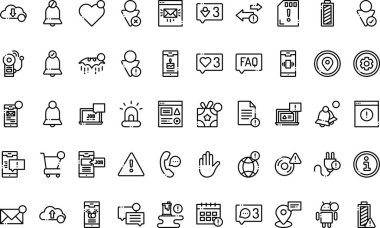 Düzenlenebilir Vuruşla Yüksek Kalite Vektör Simgeleri Koleksiyonu bildirim simgeleri. Profesyonel ve Yaratıcı Projeler için ideal