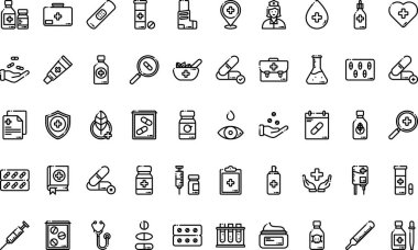 Medicaments simgeleri Düzenlenebilir Vuruşlu Yüksek Kalite Vektör Simgeleri Koleksiyonu. Profesyonel ve Yaratıcı Projeler için ideal