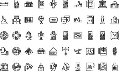 Müze simgeleri: Düzenlenebilir Vuruşlu Yüksek Kalite Vektör Simgeleri Koleksiyonu. Profesyonel ve Yaratıcı Projeler için ideal