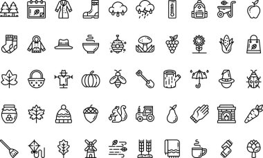 Düzenlenebilir Vuruşlu Sonbahar simgeleri Yüksek Kaliteli Vektör Simgeleri Koleksiyonu. Profesyonel ve Yaratıcı Projeler için ideal